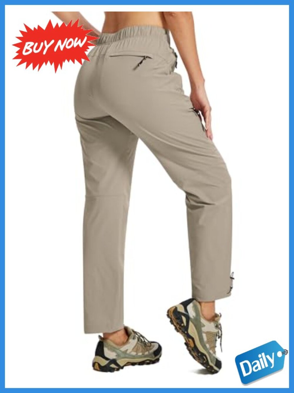 Womens Hiking Cargo Pants Waterproof Lightweight Quick Dry UPF 50+ Zipper